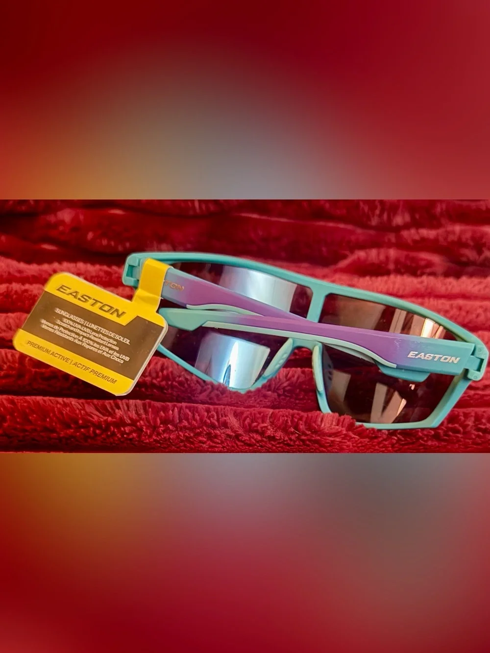 🕶️Easton Turquoise Frame Sunglasses with Blue-Purple Mirrored Shield Lens